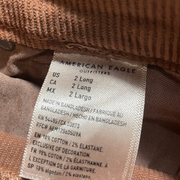American Eagle Brown Corduroy Highrise Skinny Pants Size 2 Long - Picture 11 of 12